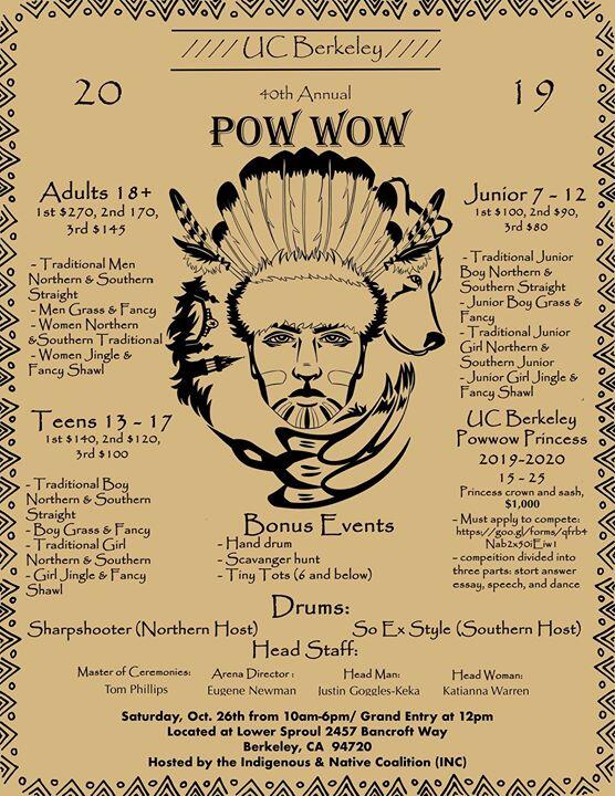 Indigenous Native Coalition Flyer: UC Berkeley 40th Pow Wow