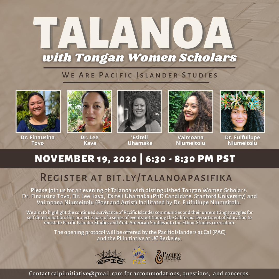 Talanoa with Tongan Women Scholars: We are Pacific Islander Studies