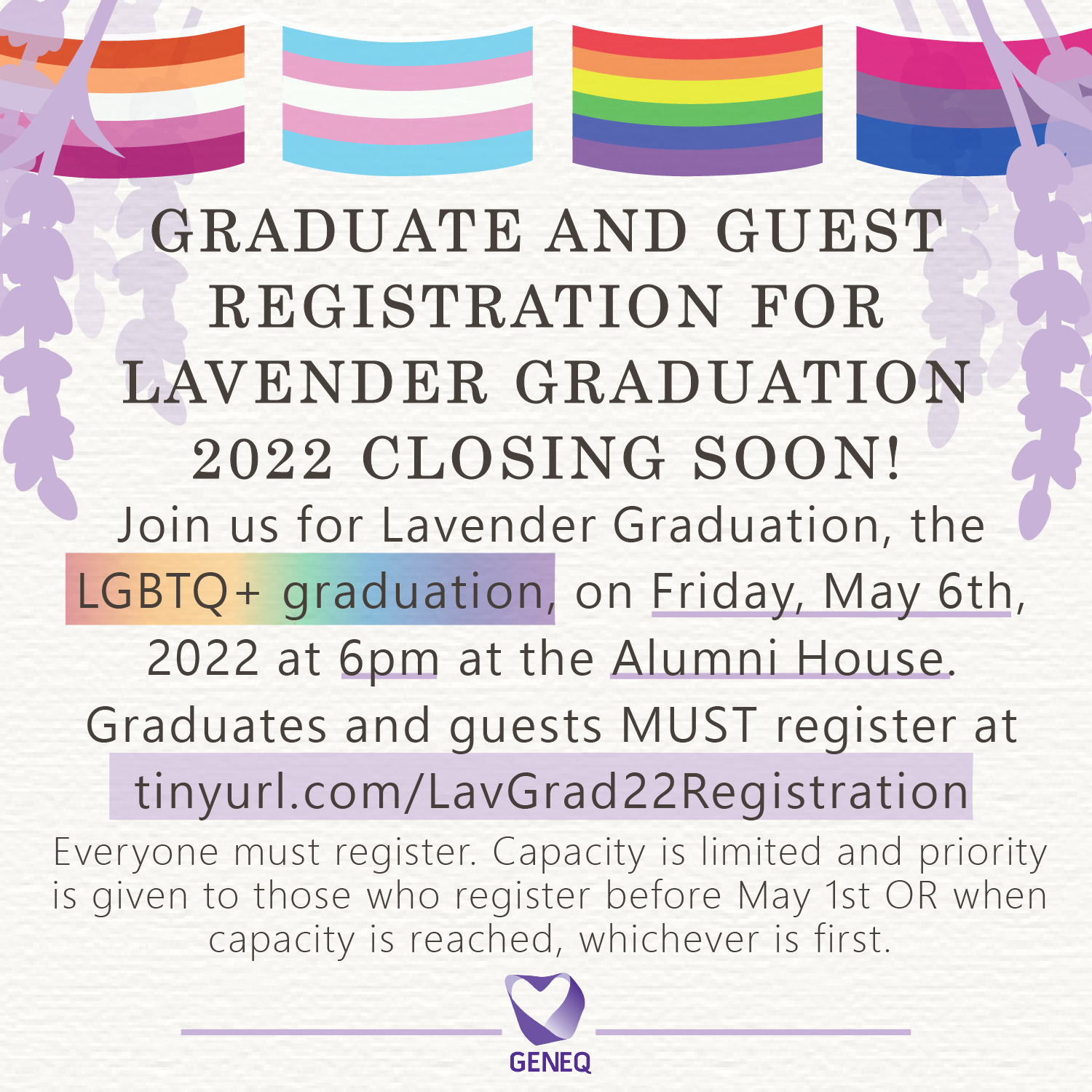Lavender Graduation 2022 reminder