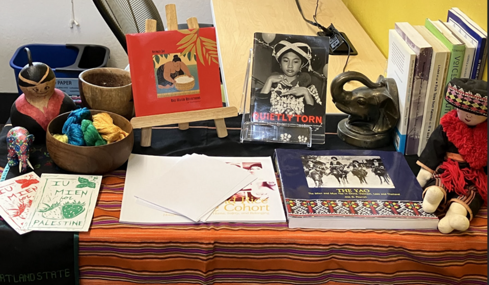 Iu Mien  Books and Art on a table