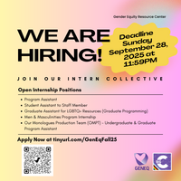 Pink square with yellow accent with internship details in black font